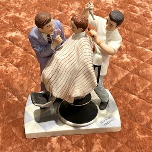 Vtg Norman Rockwell Barber Shop Figurine First Haircut